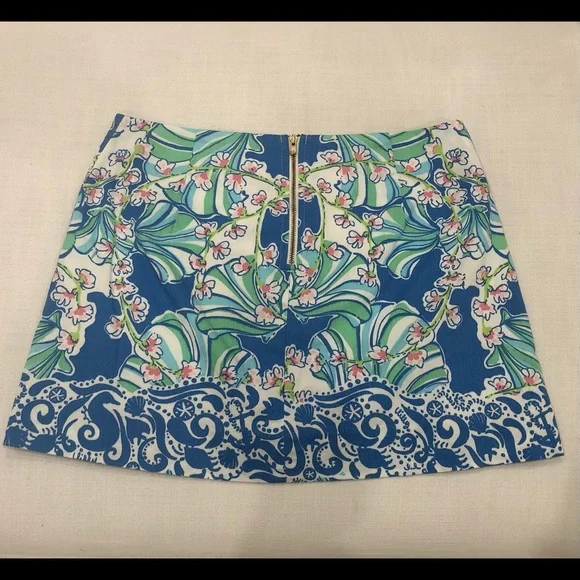Lilly Pulitzer Tate Mini Skirt in Bay Blue Coasting Print - Size 4 - Picture 12 of 12